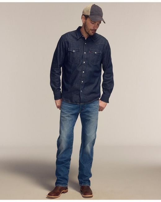 Levi's 557 Western Straight Fit Boot Cut Jeans in Black for Men | Lyst