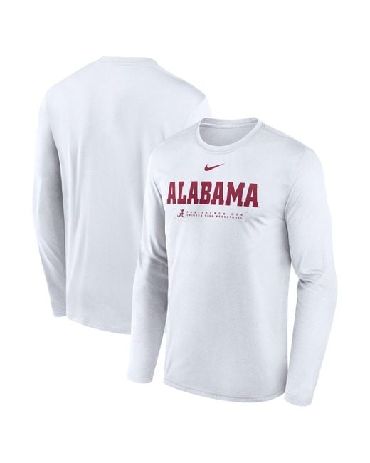 Nike White Alabama Crimson Tide 2025 Courtside Basketball Shootaround Legend Dri-fit Long Sleeve T-shirt for men