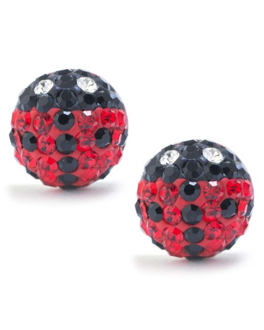 Giani Bernini Black And Red Pave Crystal Lady Bug Stud Earrings Set In Sterling Silver