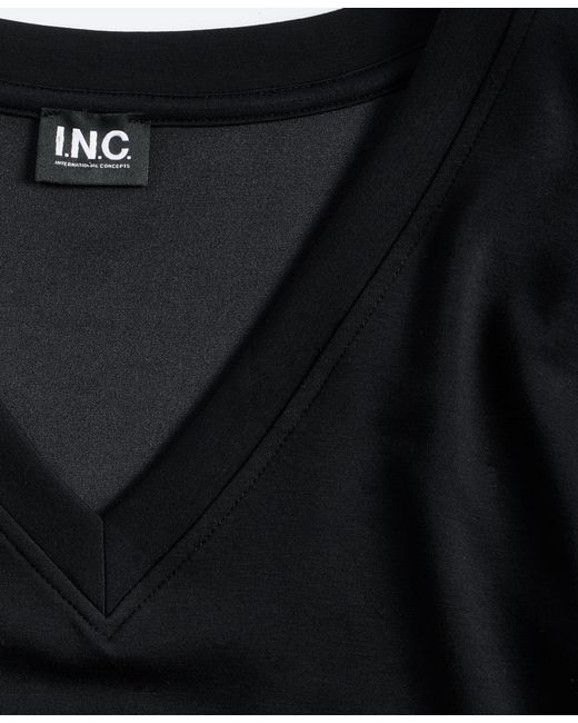 INC International Concepts Blue Plus Size V-neck Knit Long-sleeve Top