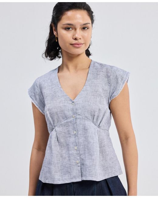 REISTOR Blue Deep V-neck Short Top