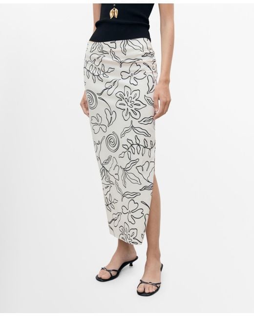Mango Multicolor Slit Printed Long Skirt