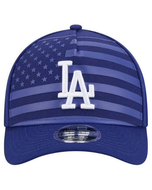 KTZ Blue Los Angeles Dodgers American Flag 9forty M-crown A-frame Adjustable Hat for men