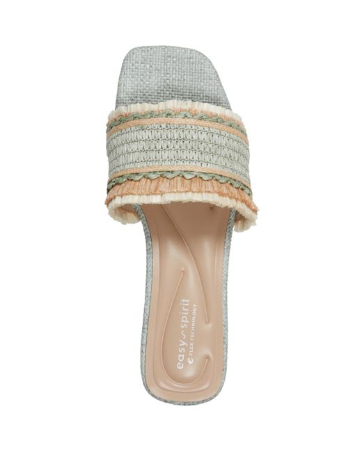 Easy Spirit White Graciela Raffia Block Heel Sandals