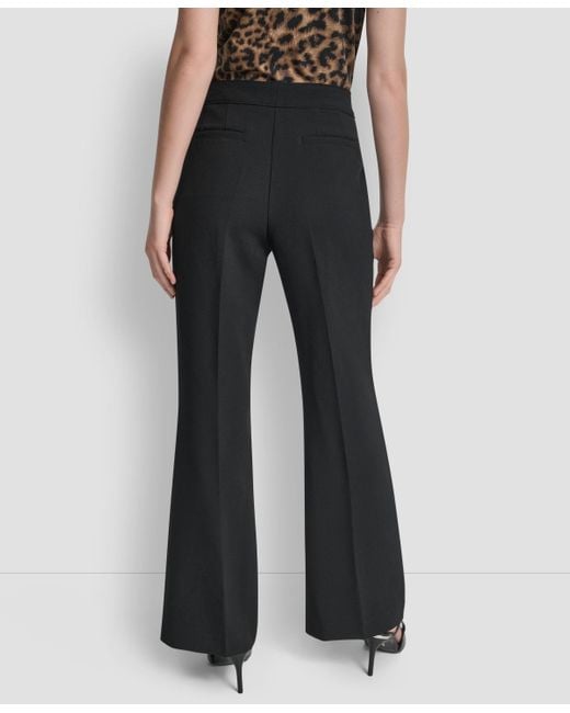 DKNY Black Double Weave Wide Leg Pants