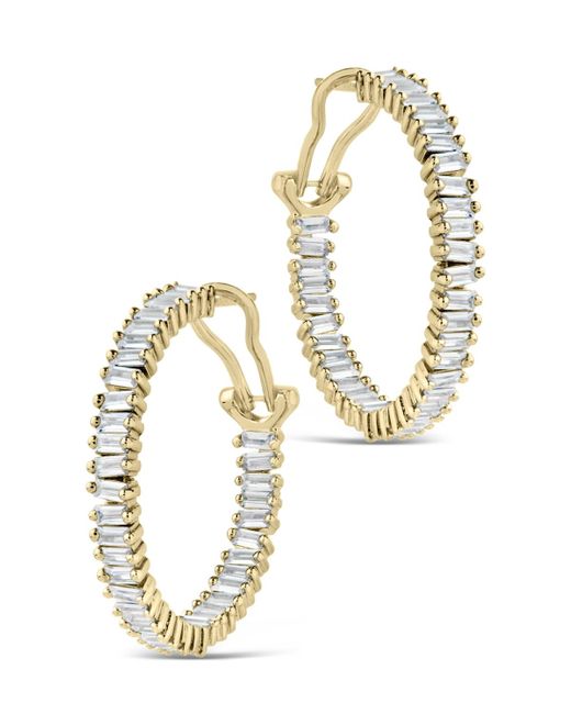 Sterling Forever White Mischa Cubic Zirconia Statement Hoop Earrings