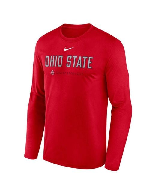 Nike Red Ohio State Buckeyes 2025 Courtside Basketball Shootaround Legend Dri-fit Long Sleeve T-shirt for men