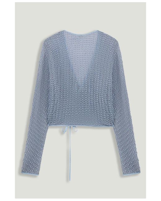 Nocturne Blue Wrap Mesh Blouse