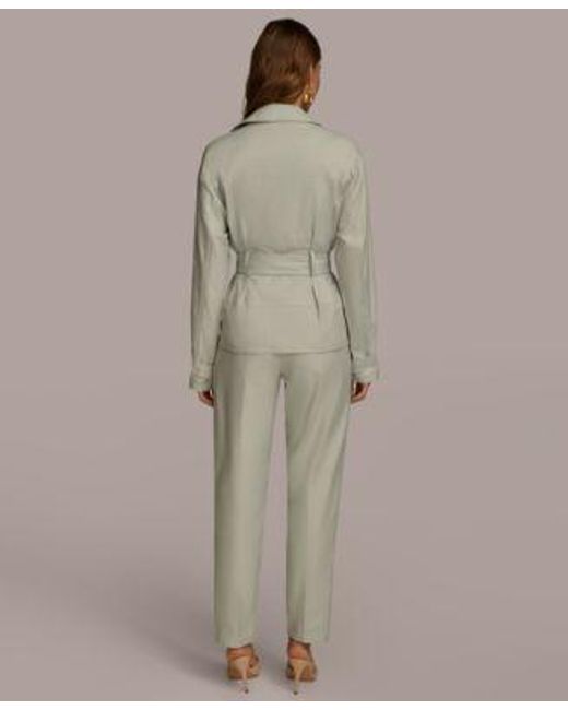 Donna Karan Natural Belted Cotton Jacket Pleat Front Pants