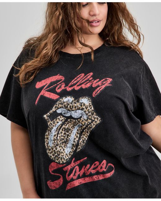 And Now This Black Trendy Plus Size Rolling Stones Graphic T-shirt