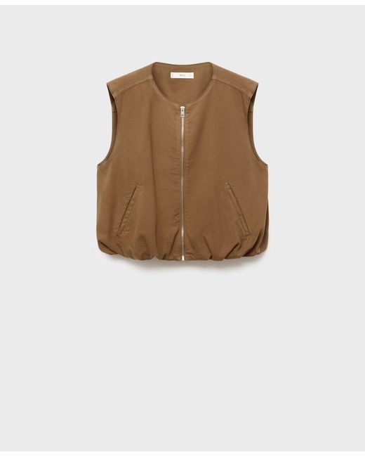 Mango Natural Puffer Denim Vest