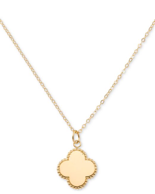 Macy's Metallic Sunbeam & Polished Reversible Bead Frame Clover 18" Pendant Necklace