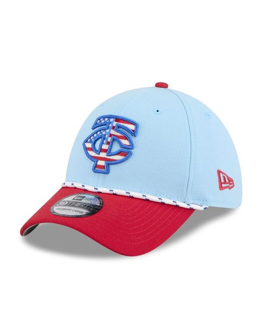 KTZ Light Blue/red Minnesota Twins 2025 Fourth Of July 39thirty Flex Hat for men