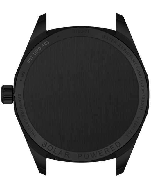 Tissot Swiss Prc 100 Solar Quartz Black Leather Strap Watch 39mm for men
