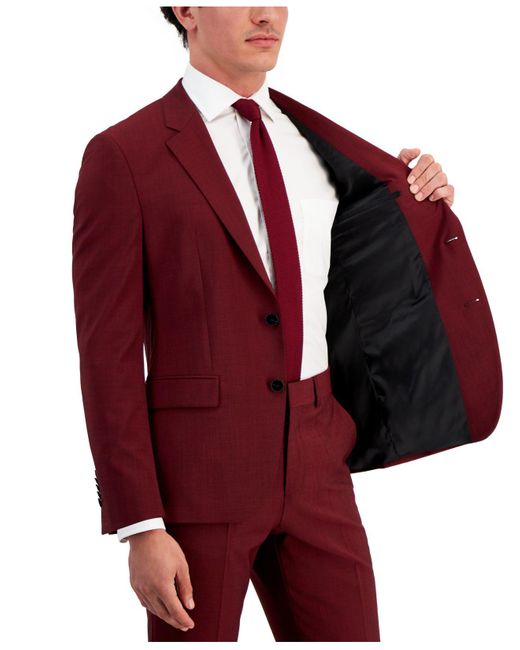 HUGO Modernfit Dark Red Suit Jacket for Men Lyst