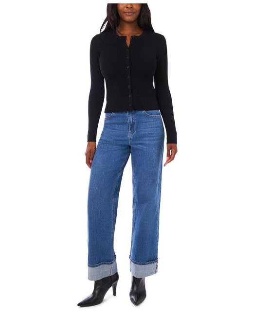 1.STATE Blue Fitted Cropped V-neck Top