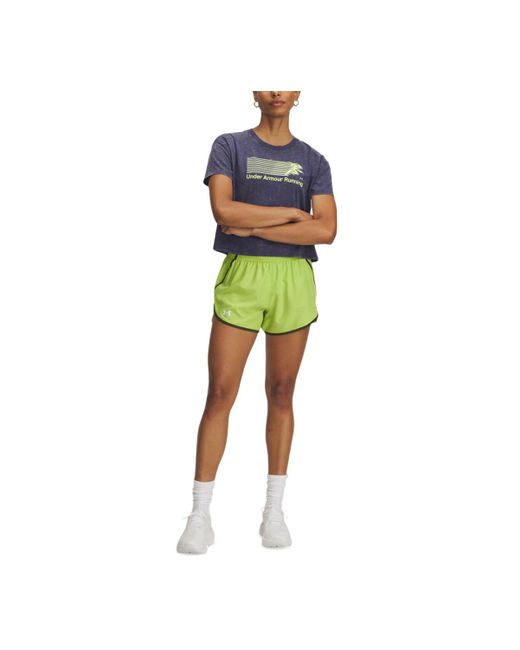 Under Armour Yellow Fly By Mesh-panel Running Shorts