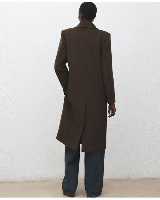 Mango Black Double-breasted Wool Coat