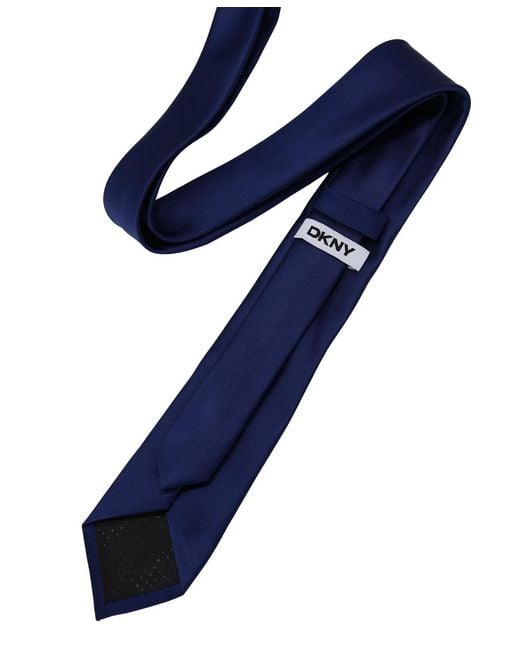 DKNY Blue Shine Satin Solid Slim Tie for men