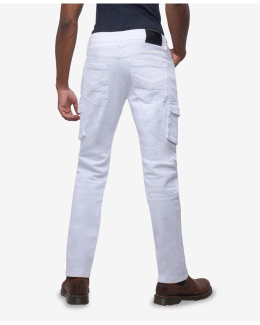 Xray Jeans Blue Slim Fit Stretch Cargo Jeans for men