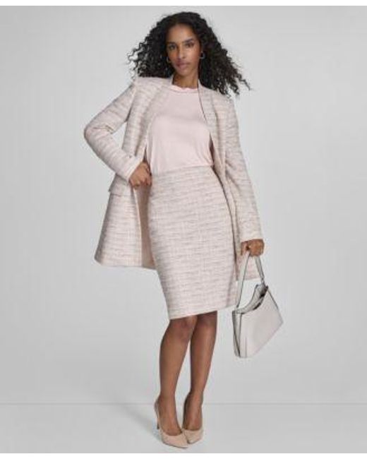 Calvin Klein Multicolor Tweed Open Front Blazer Pencil Skirt
