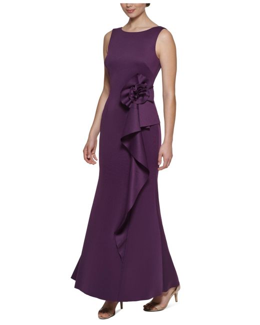 Jessica Howard Synthetic Rosette Cascade-ruffled Gown in Plum (Purple) | Lyst