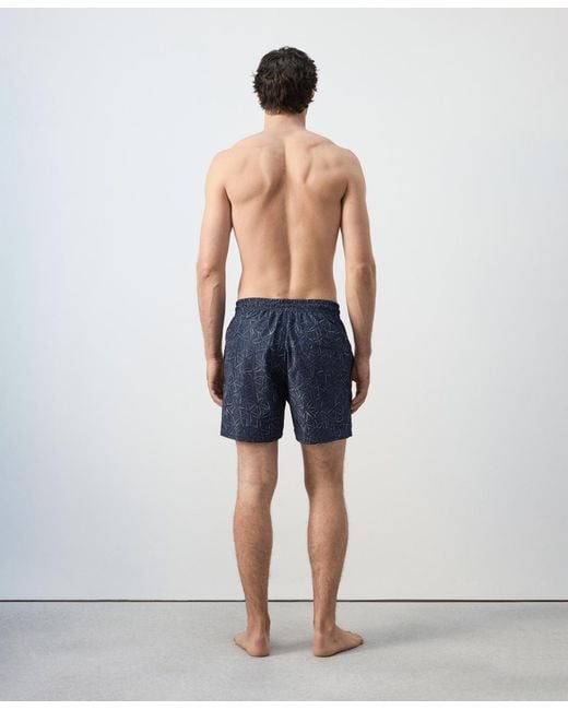 Mango Blue Drawstring Printed Swimsuit for men