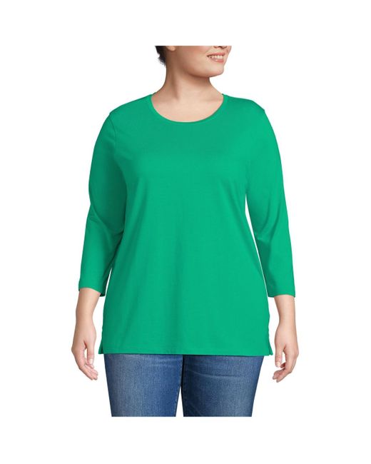 Lands' End Green Plus Size Supima Crew Neck Tunic