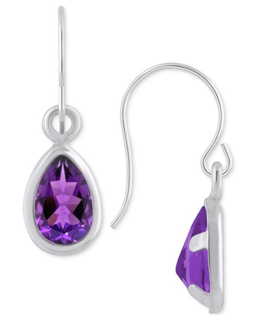 Macy's Purple Amethyst Pear Bezel Drop Earrings (3/4 Ct. T.w