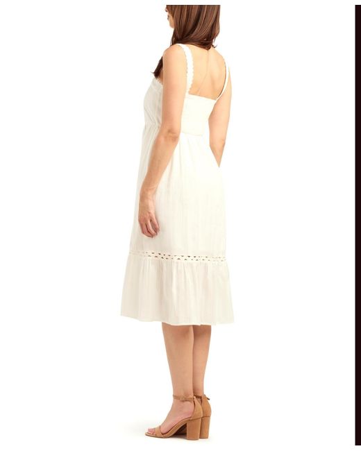Bcx White Solid Striped Dobby Pull-on Dress