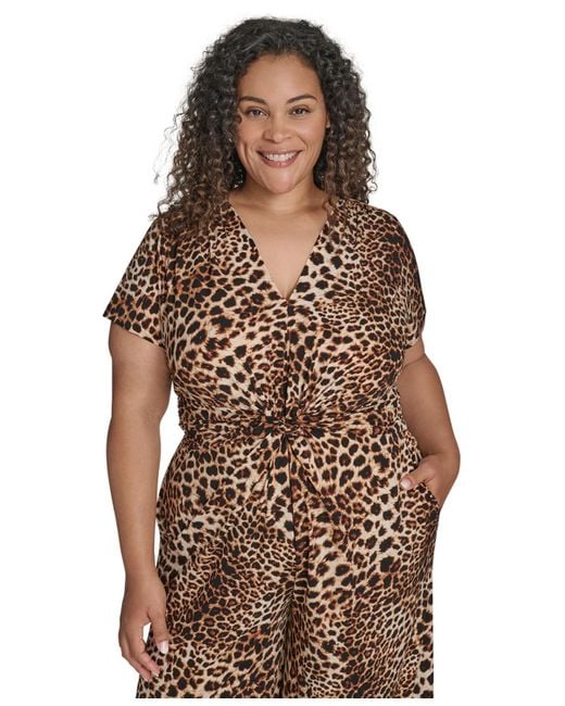 Vince Camuto Women's Brown Plus Size Print Jumpsuit