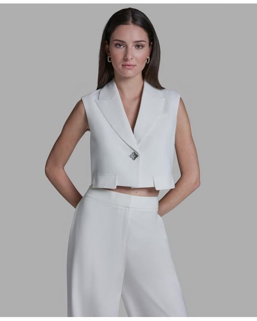 BCBGMAXAZRIA Gray One-button Cropped Vest
