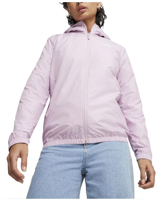 PUMA Purple Essentials Hooded Windbreaker Jacket