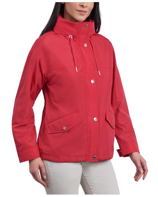 Michael Kors Red Michael Cinched-waist Bomber Raincoat