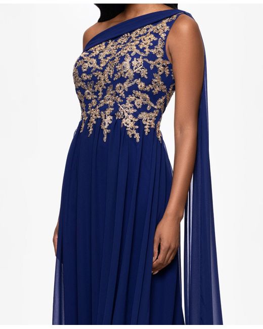 Betsy & Adam Embroidered Off-the-shoulder Dress in Blue | Lyst Betsy & Adam Embroidered Off-the-shoulder Dress in Blue | Lyst