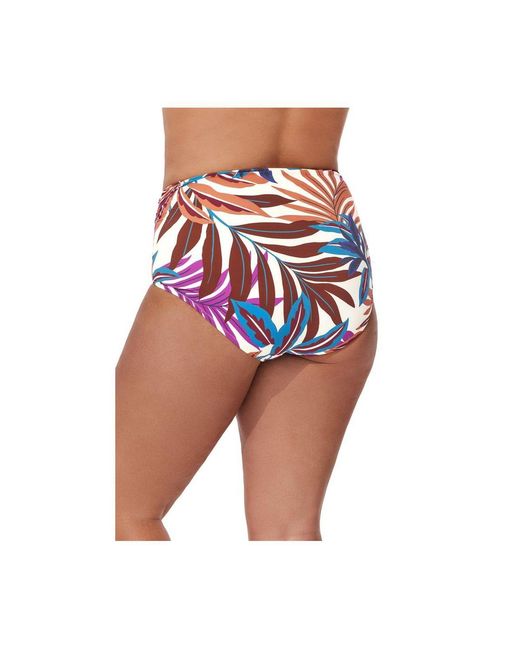 Gottex Blue Plantopia Shirred High Waist Swim Bottom