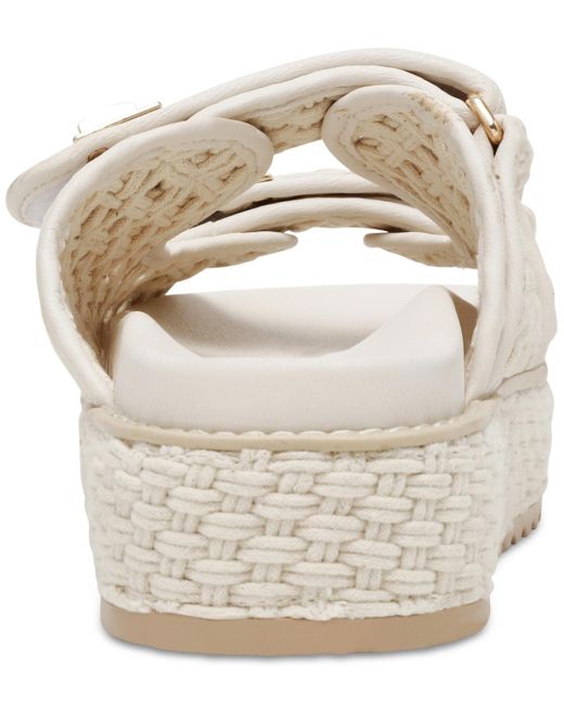Steve Madden White Bigschmona Platform Buckle Footbed Slide Sandals