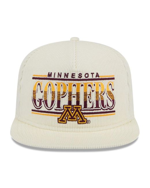 KTZ Natural White Minnesota Golden Gophers Throwback Golfer Corduroy Snapback Hat for men