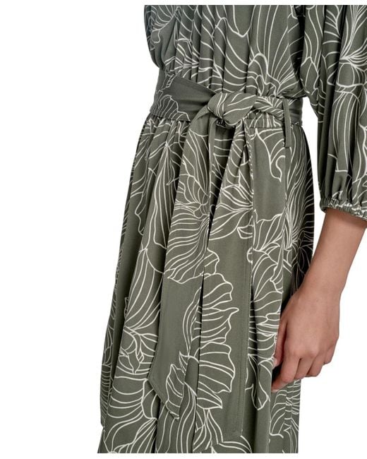 Calvin Klein Green 3/4-sleeve Jersey A-line Dress