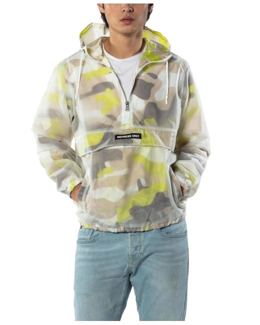 Members Only Blue Translucent Camo Print Popover Jacket for men