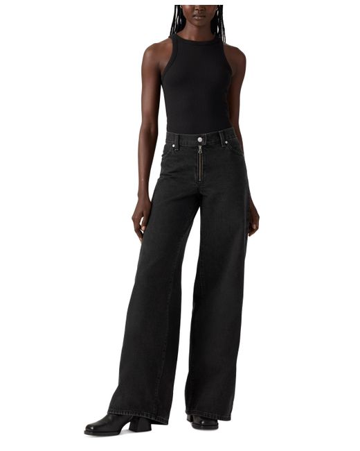 Levi's Black Cotton '94 Mid-rise Wide-leg Moto Jeans