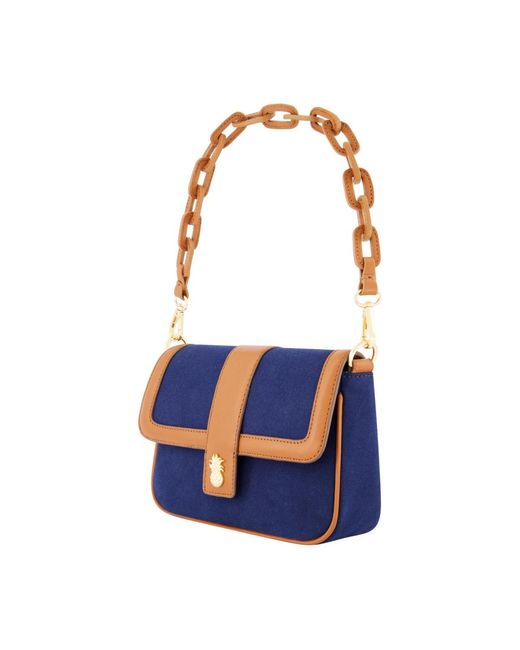 Tommy Bahama Blue Solid Canvas Flap