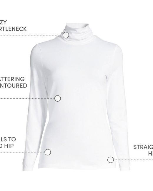 Lands' End White Tall Lightweight Jersey Long Sleeve Turtleneck