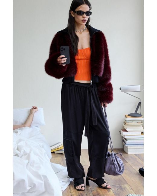 Desigual Orange Raspberry Fur Jacket