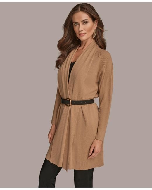 Donna Karan Natural Belted Open-front Cardigan