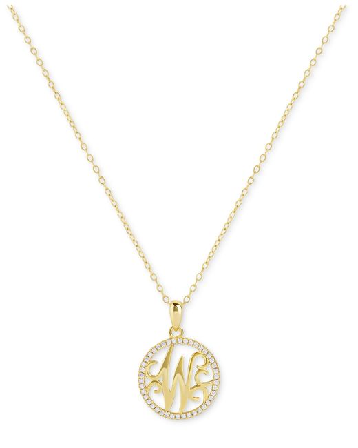 Giani Bernini Metallic Cubic Zirconia Pave Monogram W Pendant 18" Necklace