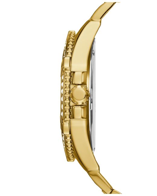 Guess Metallic Men's Crystal Gold-tone Stainless Steel Bracelet Watch 46mm U0799g2