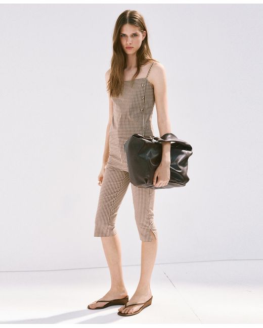 Mango Natural Gingham Capri Pants