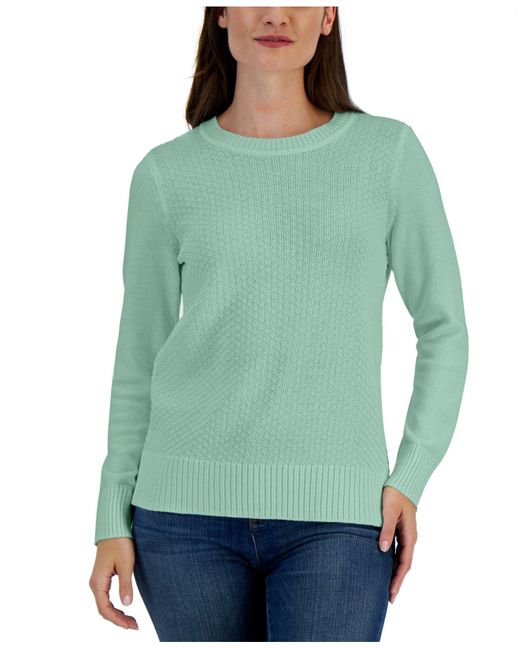 Karen Scott Cotton Zigzag Sweater, Created For Macy's in Green Lyst