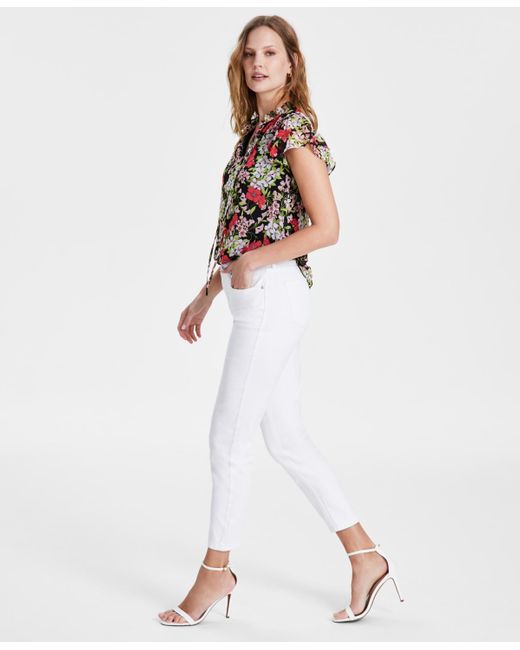 Anne Klein White High-rise Ankle Skinny Jeans
